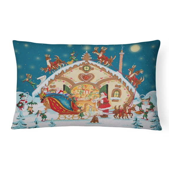 Carolines Treasures PJH3004PW1216 Santa Claus Loading the Sleigh Canvas Fabric Decorative Pillow, 12H x16W, multicolor