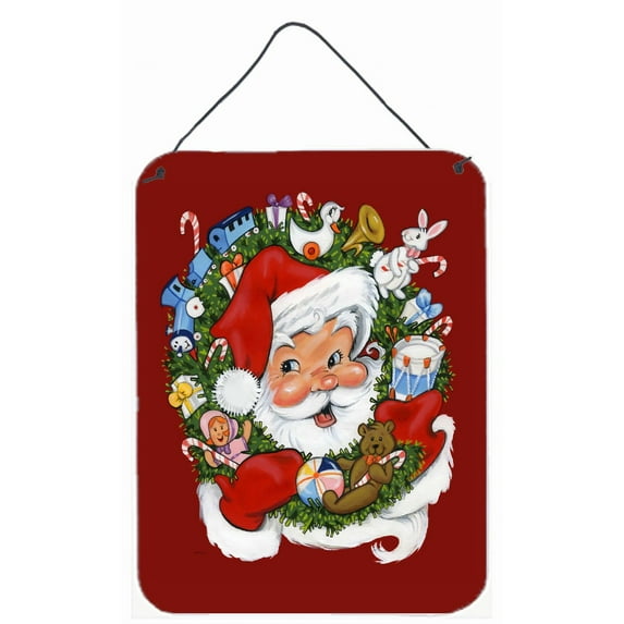Carolines Treasures PJH3022DS1216 Santa Claus Wreath of Cheer Wall or Door Hanging Prints 12x16 multicolor