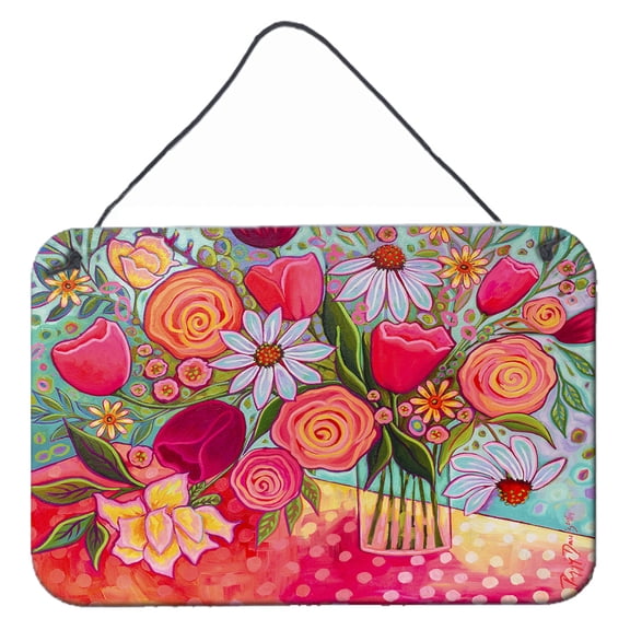 Carolines Treasures PPD3019DS812 Polka Dots Flowers Wall or Door Hanging Prints 8x12 multicolor