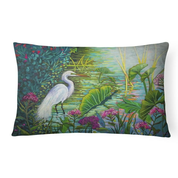 Carolines Treasures PPD3023PW1216 Testing the Waters Heron Canvas Fabric Decorative Pillow, 12H x16W, multicolor