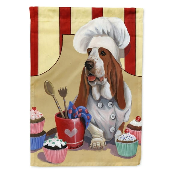 Carolines Treasures PPP3011CHF Basset Hound Cupcake Hound Flag Canvas House Size Large multicolor