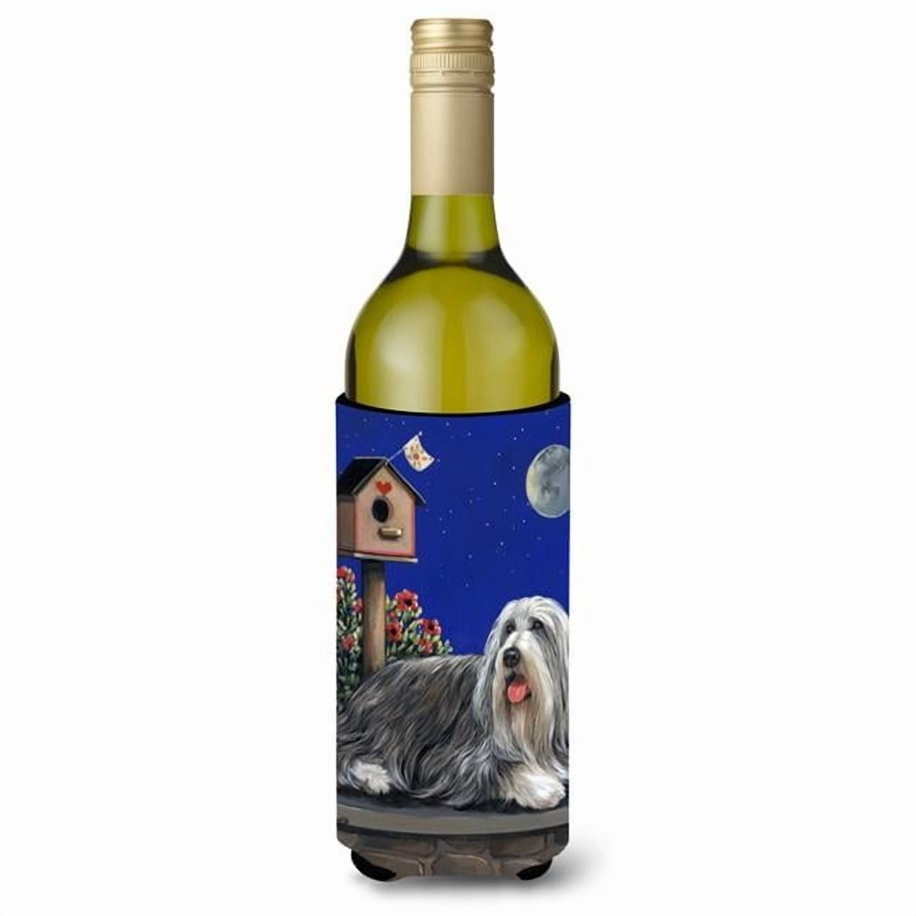 Carolines Treasures PPP3018LITERK 24 oz Bearded Collie Moon Shine Wine Bottle Hugger