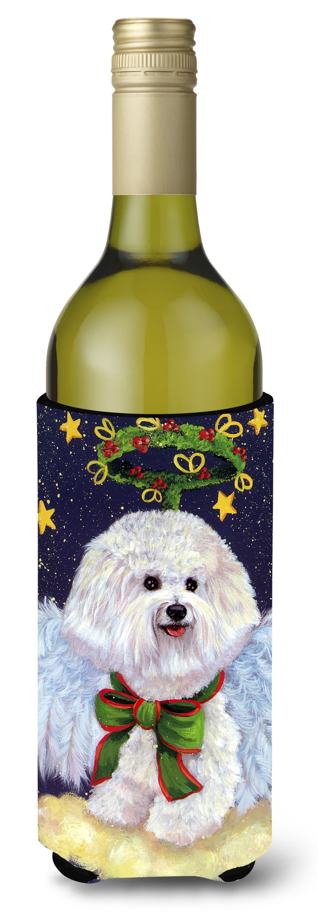 Carolines Treasures PPP3027LITERK 24 oz Bichon Frise Christmas Angel Wine Bottle Hugger