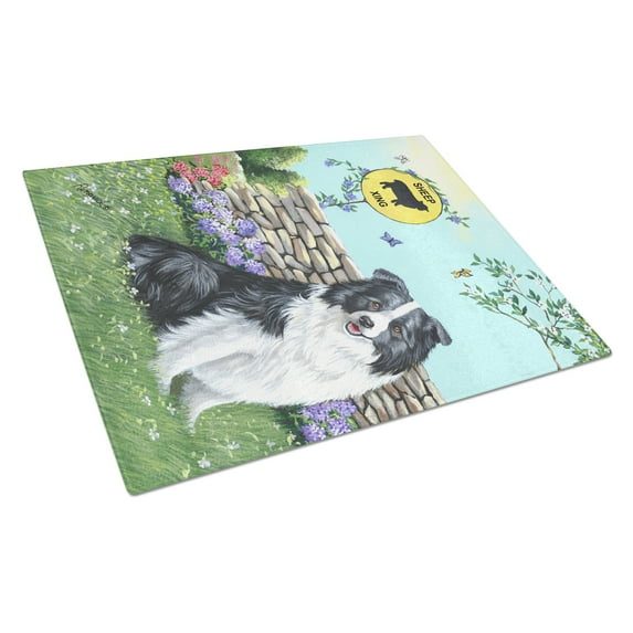 Carolines Treasures PPP3030LCB Border Collie Crossing Glass Cutting Board Large, 12H x 16W, multicolor
