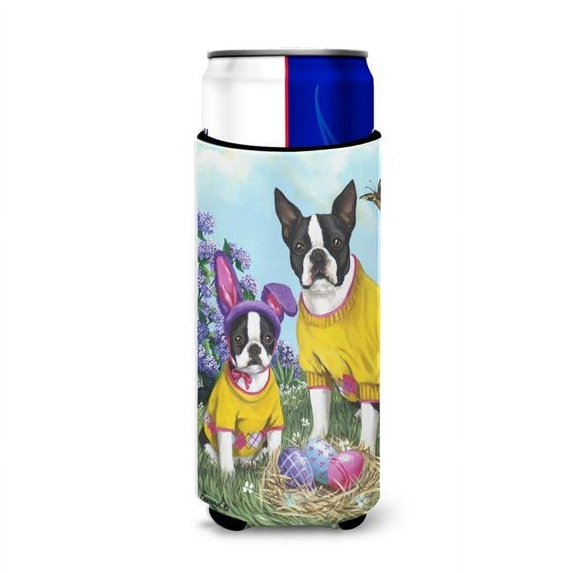 Carolines Treasures PPP3037MUK 12 oz Boston Terrier Easter Bunny Ultra Hugger for Slim Cans