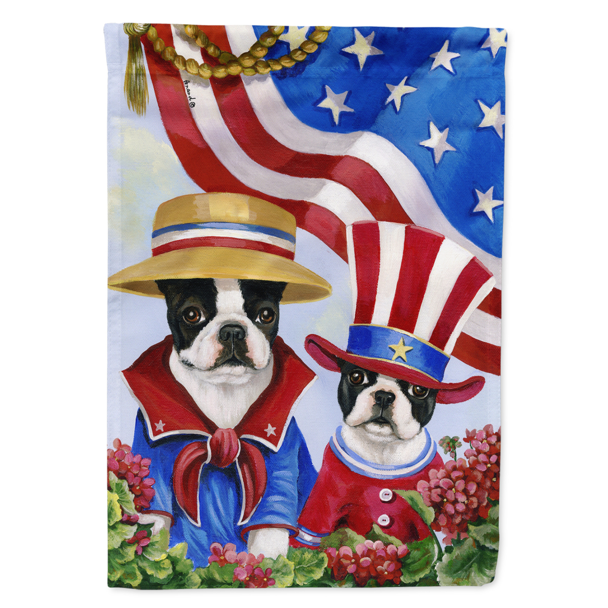 Carolines Treasures PPP3038CHF Boston Terrier USA Flag Canvas House Size Large multicolor