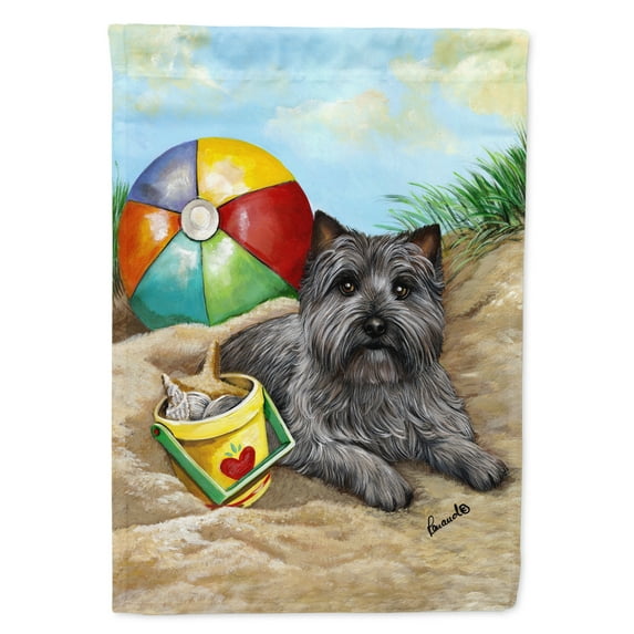 Cairn Terrier At the Beach Flag Canvas House Size