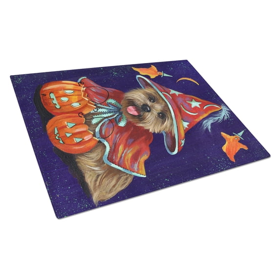 Carolines Treasures PPP3061LCB Cairn Terrier Halloween Witch Glass Cutting Board Large, 12H x 16W, multicolor