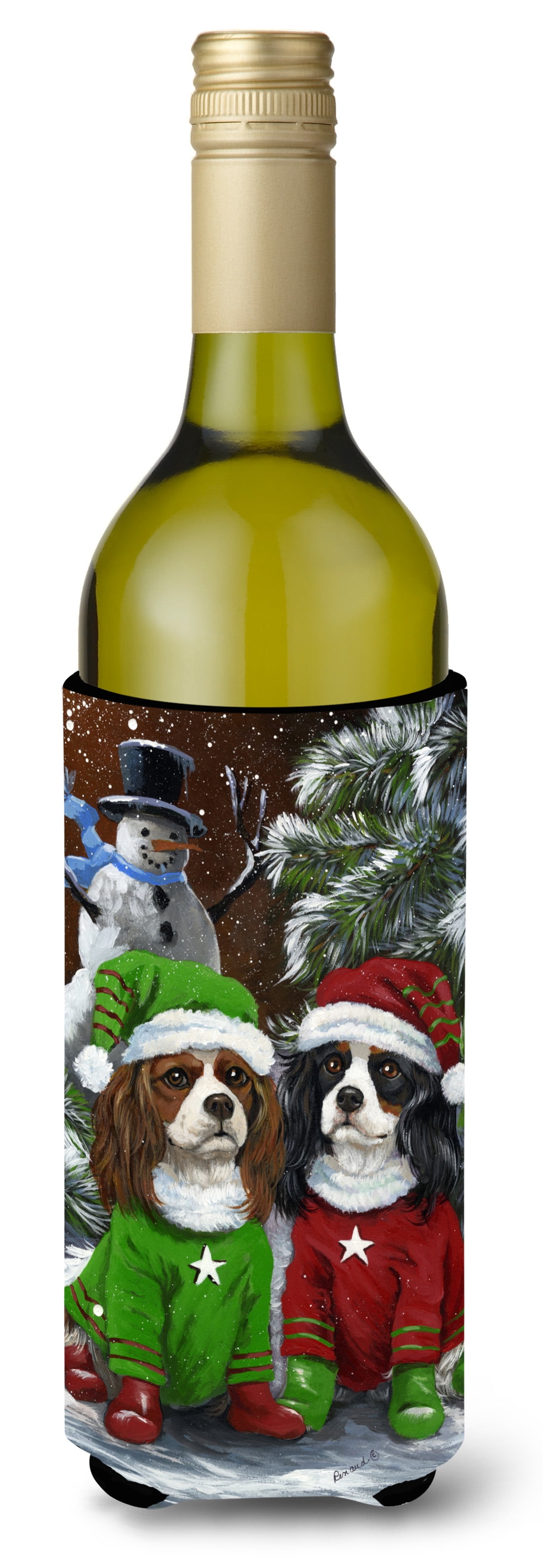Carolines Treasures PPP3067LITERK 24 oz Cavalier Spaniel Snowman Christmas Wine Bottle Hugger