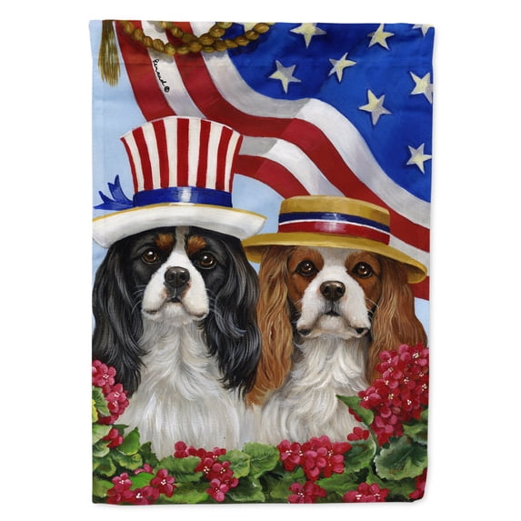 Carolines Treasures PPP3069GF Cavalier Spaniel USA Flag Garden Size Small multicolor