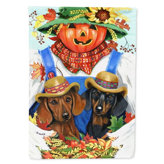 Carolines Treasures PPP3086CHF Dachshund Fall Scarecrow Flag Canvas House Size Large multicolor