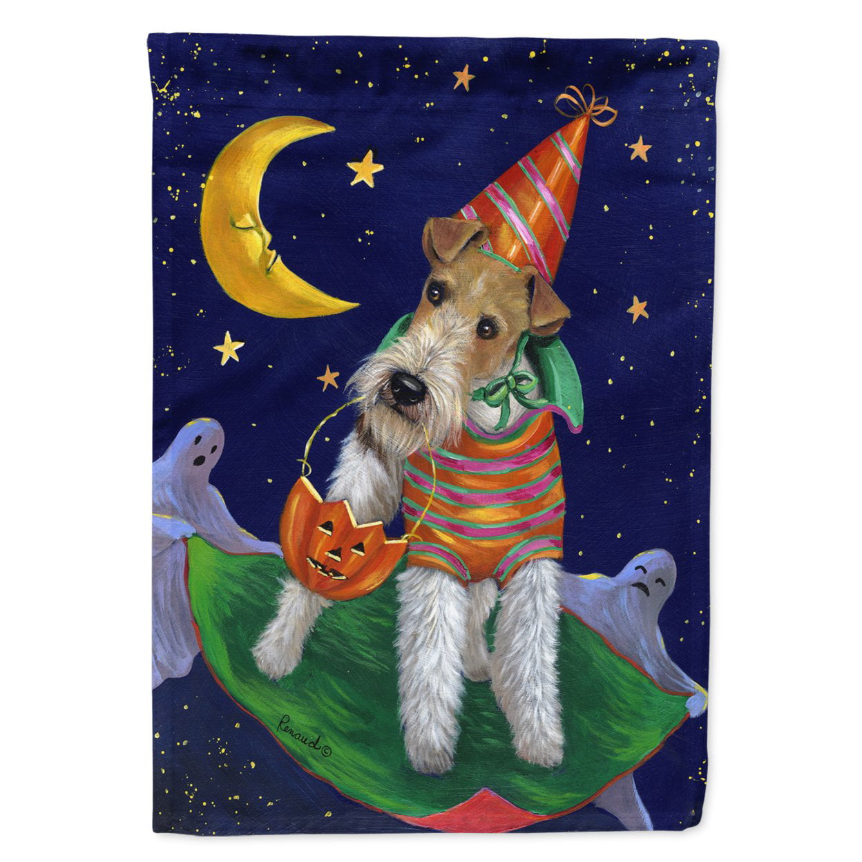 Carolines Treasures PPP3093GF Fox Terrier Halloween Trick or Treat Flag ...