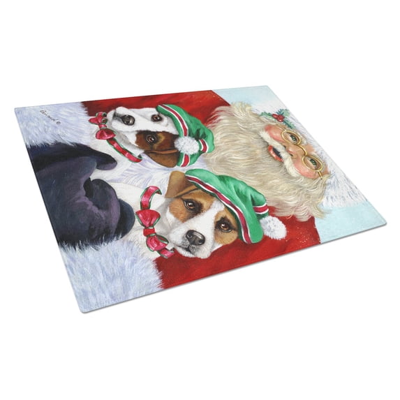 Carolines Treasures PPP3108LCB Jack Russell Christmas Santa Glass Cutting Board Large, 12H x 16W, multicolor