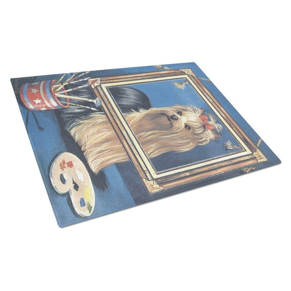 Carolines Treasures PPP3126LCB Yorkie Pretty as a Picture Glass Cutting Board Large, 12H x 16W, multicolor
