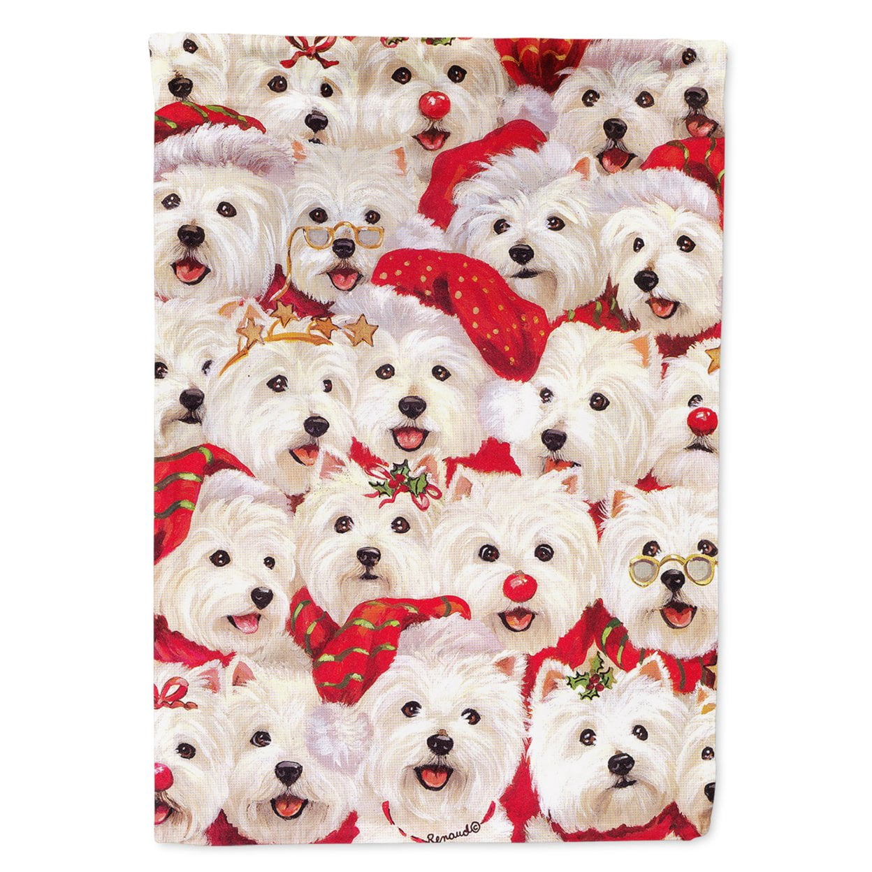 Westie Christmas a Plenty Flag Canvas House Size