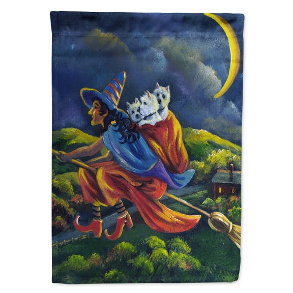 Carolines Treasures PPP3139CHF Westie Halloween Witch Flag Canvas House Size  Large multicolor