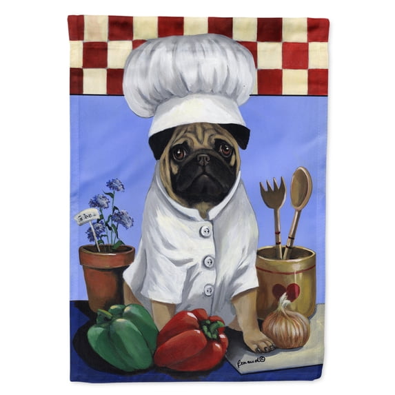 Pug Veggie Chef Flag Canvas House Size