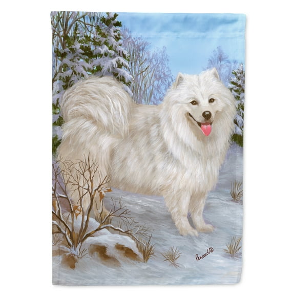 Carolines Treasures PPP3157CHF Samoyed Happiness Flag Canvas House Size  Large multicolor