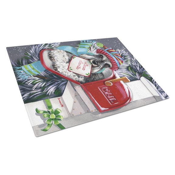 Carolines Treasures PPP3162LCB Schnauzer Christmas Letter to Santa Glass Cutting Board Large, 12H x 16W, multicolor