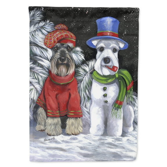 Carolines Treasures PPP3165GF Schnauzer Christmas Snow Dog Flag Garden Size  Small multicolor