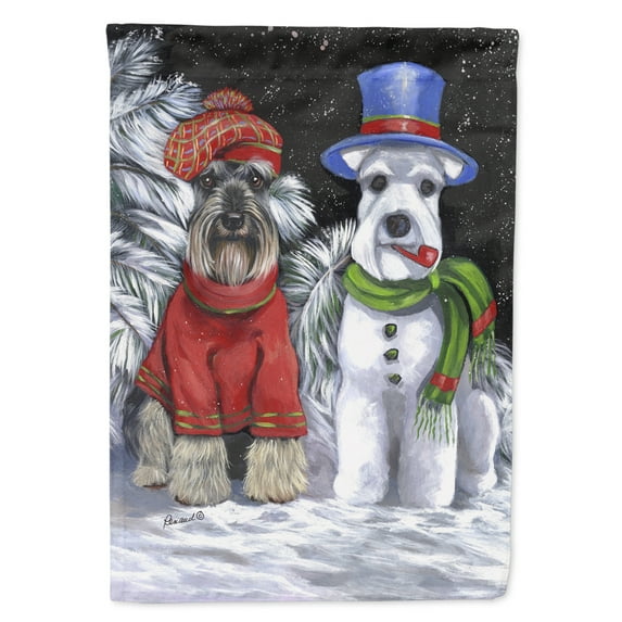 Carolines Treasures PPP3165GF Schnauzer Christmas Snow Dog Flag Garden Size Small multicolor