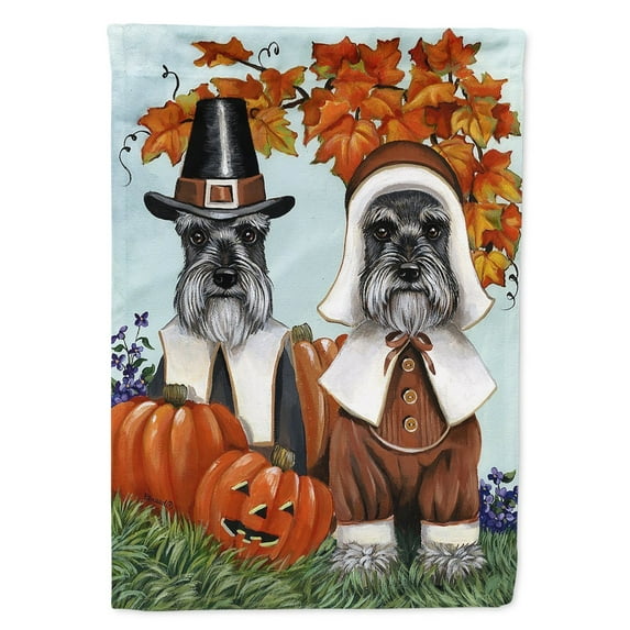 Carolines Treasures PPP3167GF Schnauzer Thanksgiving Pilgrims Flag Garden Size Small multicolor