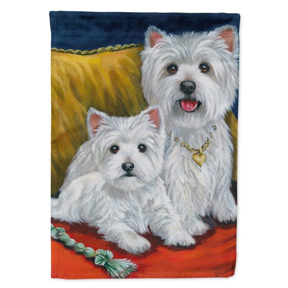 Westie Mom and Pup Flag Canvas House Size