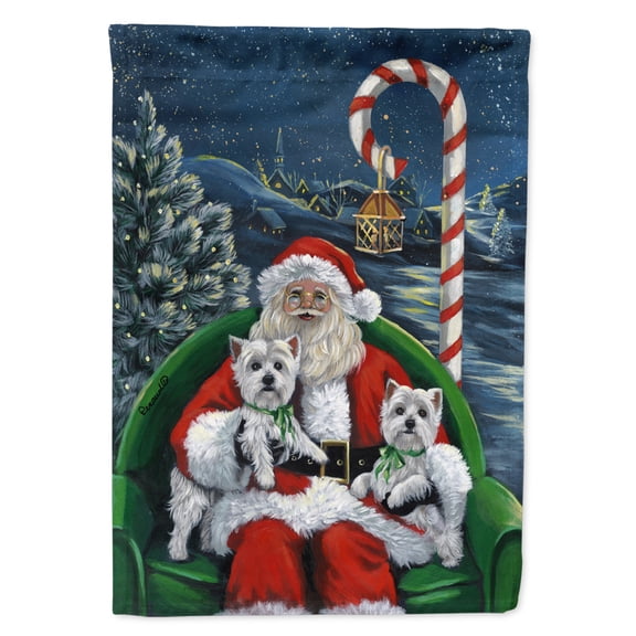 Carolines Treasures PPP3228CHF Westie Christmas Santas Village Flag Canvas House Size Large multicolor
