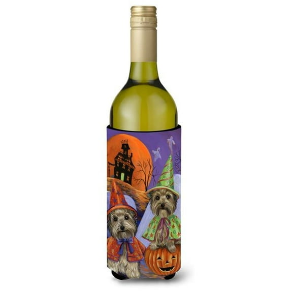 Carolines Treasures PPP3241LITERK 24 oz Yorkie Halloween Haunted House Wine Bottle Hugger