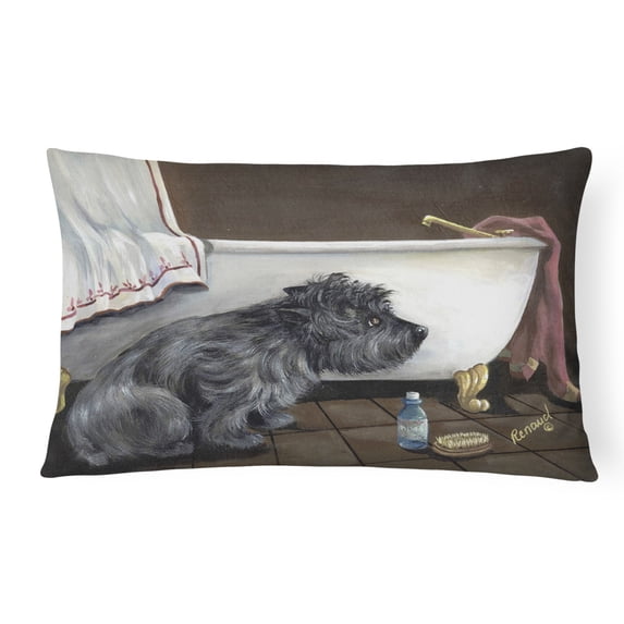 Carolines Treasures PPP3250PW1216 Cairn Terrier Bath Time Canvas Fabric Decorative Pillow 12H x16W multicolor