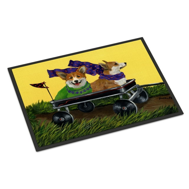 Carolines Treasures PPP3257MAT Corgi Express Door Mat Indoor Rug or Outdoor Welcome Mat 18x27 Doormat  18H X 27W