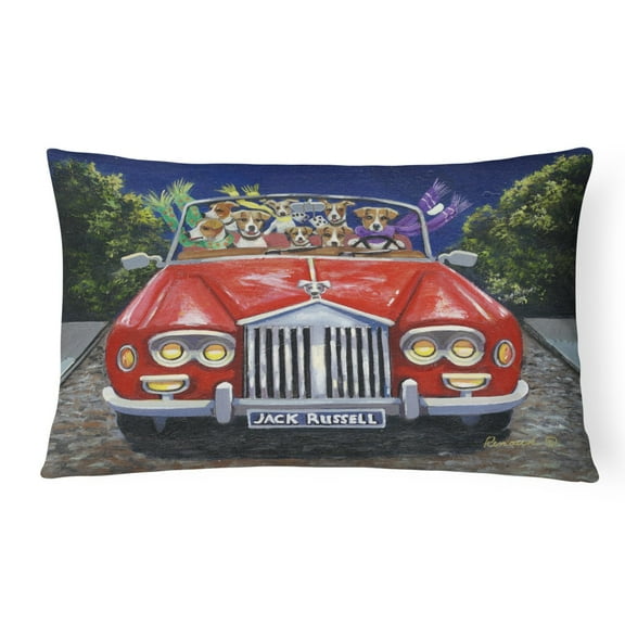 Carolines Treasures PPP3262PW1216 Jack Russell Evening Cruise Canvas Fabric Decorative Pillow  12H x16W multicolor