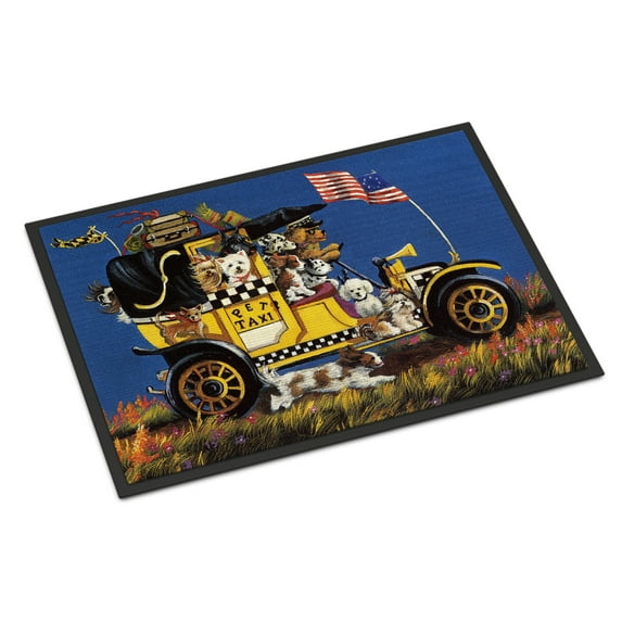 Carolines Treasures PPP3264MAT Pet Taxi Multiple Dog Breeds Door Mat Indoor Rug or Outdoor Welcome Mat 18x27 Doormat