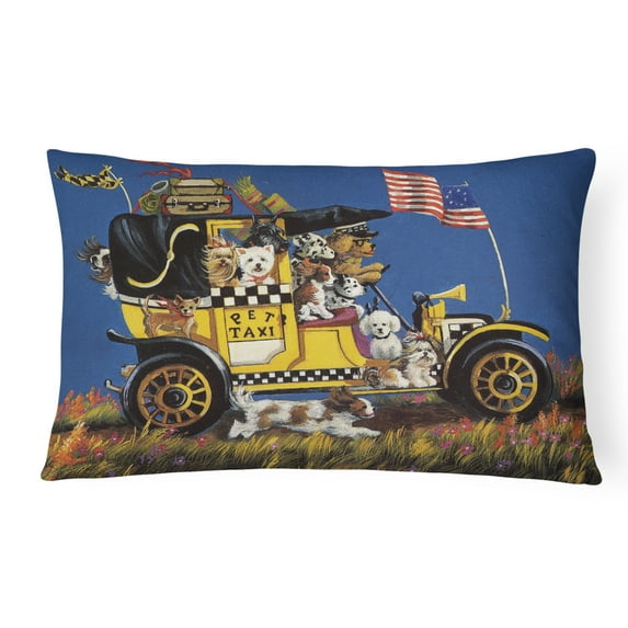 Pet Taxi Multiple Dog Breeds Canvas Fabric Decorative Pillow