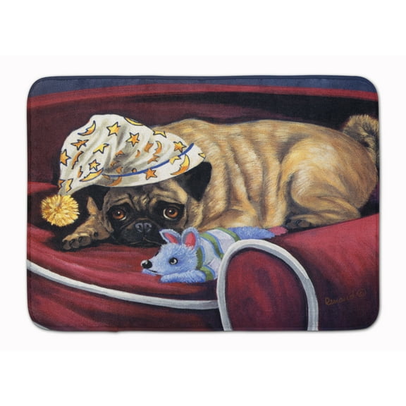 Carolines Treasures PPP3269RUG Pug Goodnight Sweetheart Bath Mat Machine Washable  Anti-fatigue Memory Foam Kitchen Rug