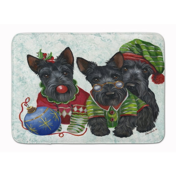 Carolines Treasures PPP3270RUG Scottish Terrier Christmas Elves Bath Mat Machine Washable Anti-fatigue Memory Foam