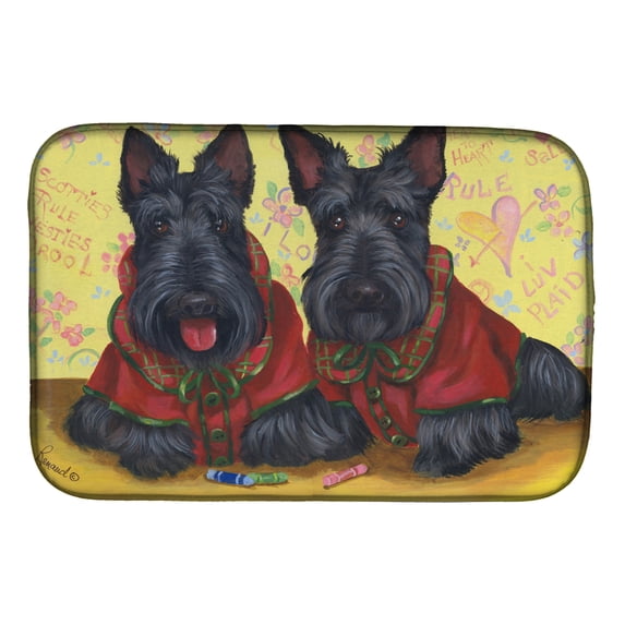 Scottish Terrier Scotties Rule Dish Drying Mat