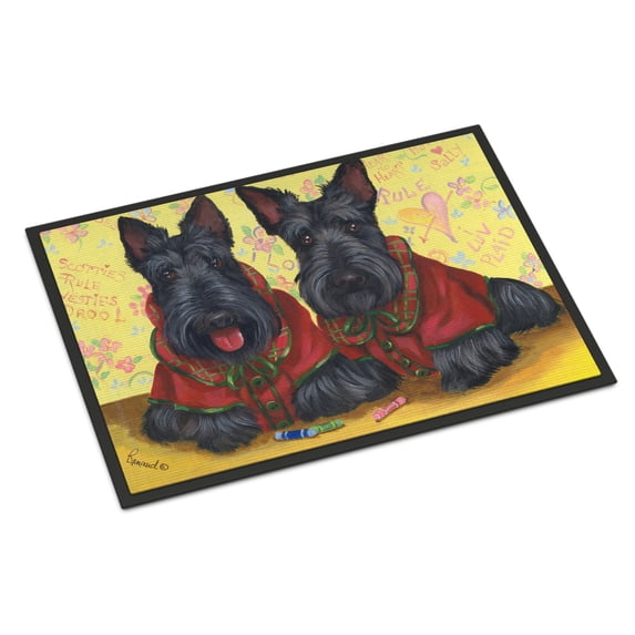 Carolines Treasures PPP3271MAT Scottish Terrier Scotties Rule Door Mat Indoor Rug or Outdoor Welcome Mat 18x27 Doormat