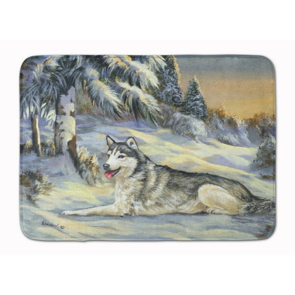 Carolines Treasures PPP3274RUG Siberian Husky Winterscape Bath Mat Machine Washable Anti-fatigue Memory Foam Kitchen