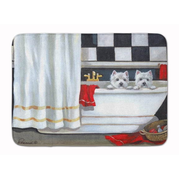 Carolines Treasures PPP3281RUG Westie Pour Le Bain Bathtime Bath Mat Machine Washable  Anti-fatigue Memory Foam Kitchen