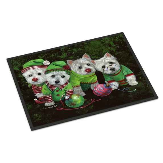 Carolines Treasures PPP3285MAT Westie Christmas Santas Assistants Door Mat Indoor Rug or Outdoor Welcome Mat 18x27