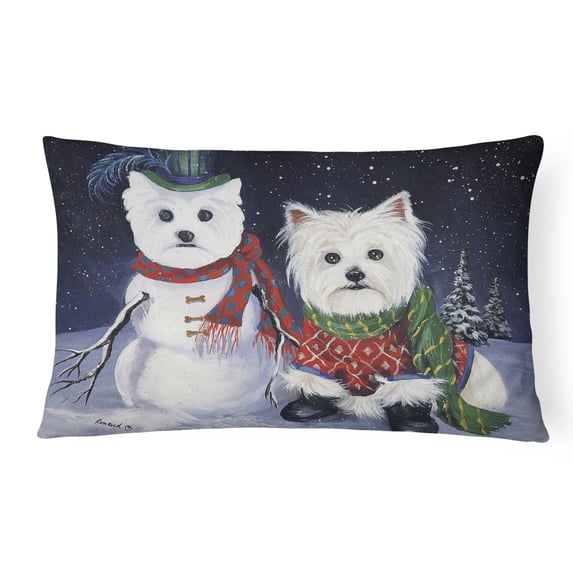 Carolines Treasures PPP3286PW1216 Westie Christmas Self Portrait Canvas Fabric Decorative Pillow 12H x16W multicolor