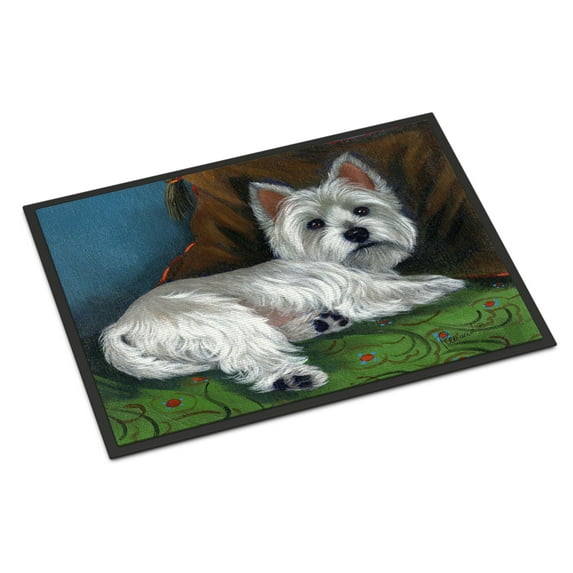 Carolines Treasures PPP3287JMAT Westie Wake Up Door Mat Indoor Rug or Outdoor Welcome Mat 24x36 Doormat 24H X 36W