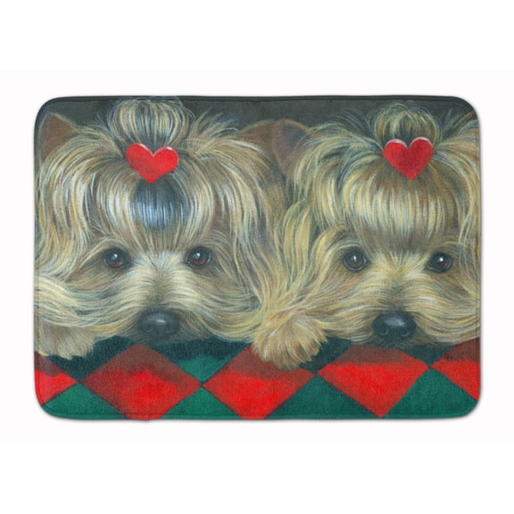 Carolines Treasures PPP3290RUG Yorkshire Terrier Yorkie 2 Hearts Bath Mat Machine Washable  Anti-fatigue Memory Foam