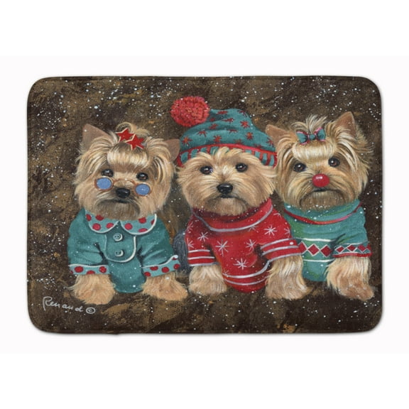 Carolines Treasures PPP3291RUG Yorkshire Terrier Yorkie Christmas Elves Bath Mat Machine Washable Anti-fatigue Memory