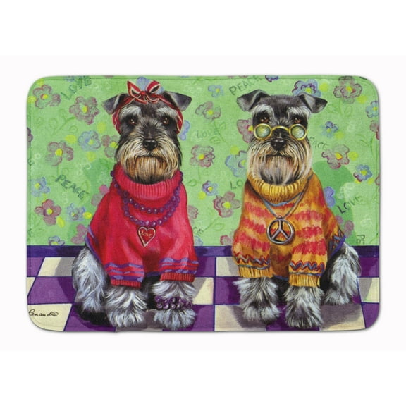 Carolines Treasures PPP3333RUG Schnauzer Love and Peace Bath Mat Machine Washable  Anti-fatigue Memory Foam Kitchen Rug