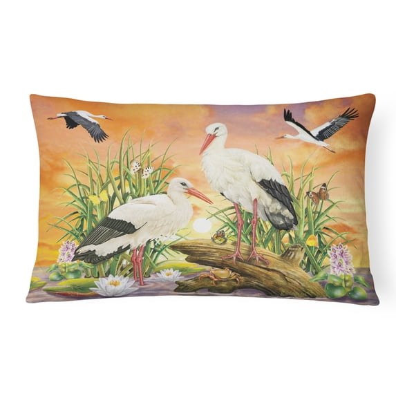 Carolines Treasures PRS4026PW1216 Storks Canvas Fabric Decorative Pillow 12H x16W multicolor