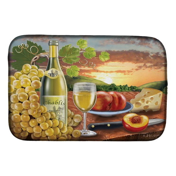 Chablis, Peach, Wine and Cheese Dish Drying Mat