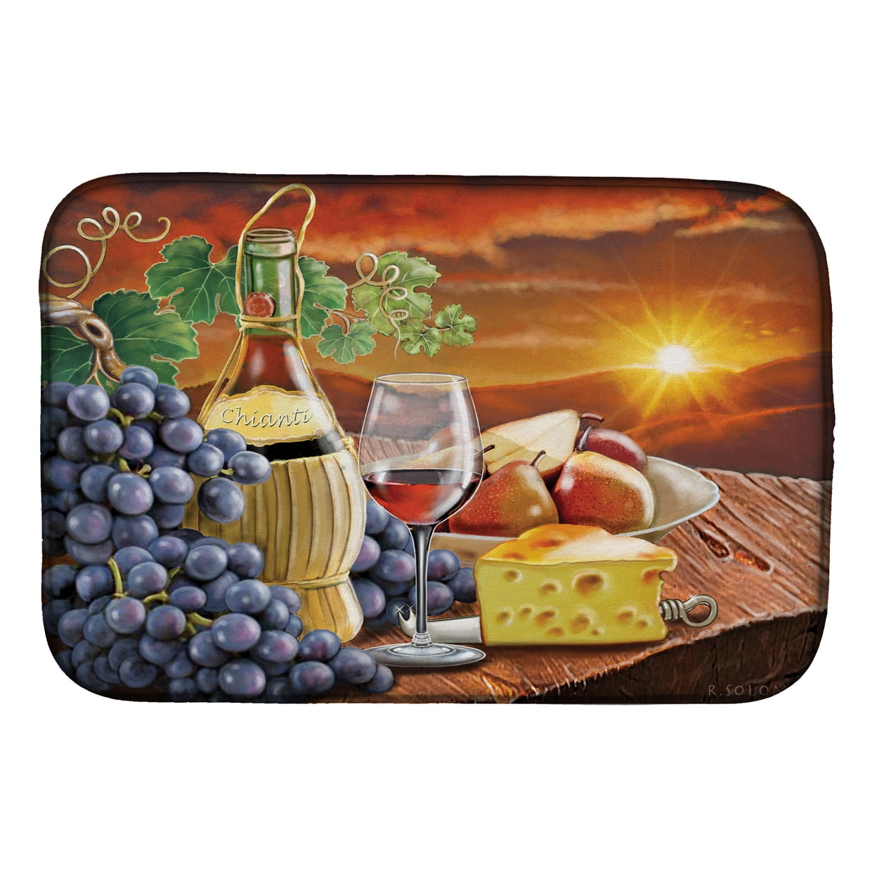 Carolines Treasures PRS4029DDM Chianti Pears Wine and Cheese Dish Drying Mat 14 x 21" multicolor