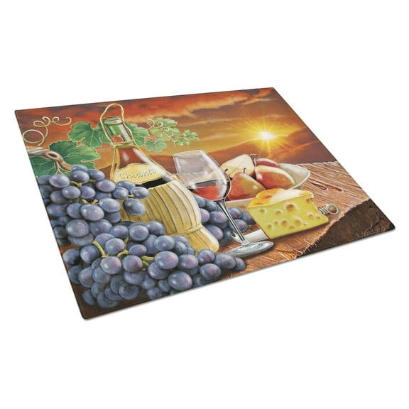 Carolines Treasures PRS4029LCB Chianti, Pears, Wine and Cheese Glass Cutting Board Large, 12H x 16W, multicolor